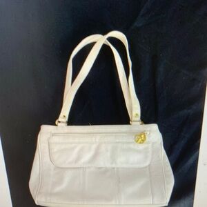 Giani Bernini Ivory‎ Leather Handbag Shoulder Bag Purse Gold Hardware